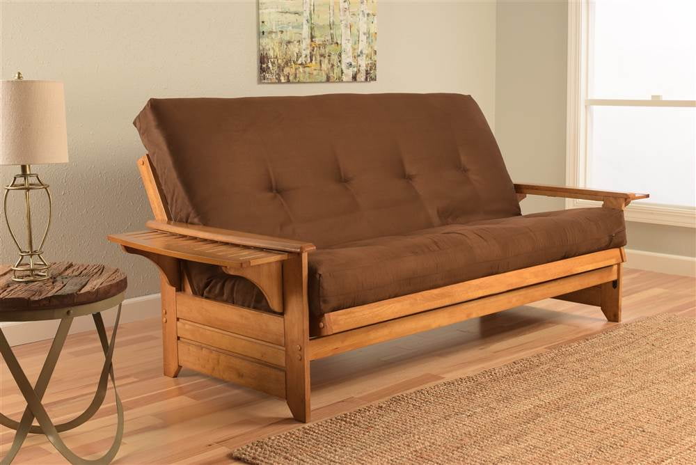 Queen Futon Frame and Mattress Set in Butternut and Chocolate
