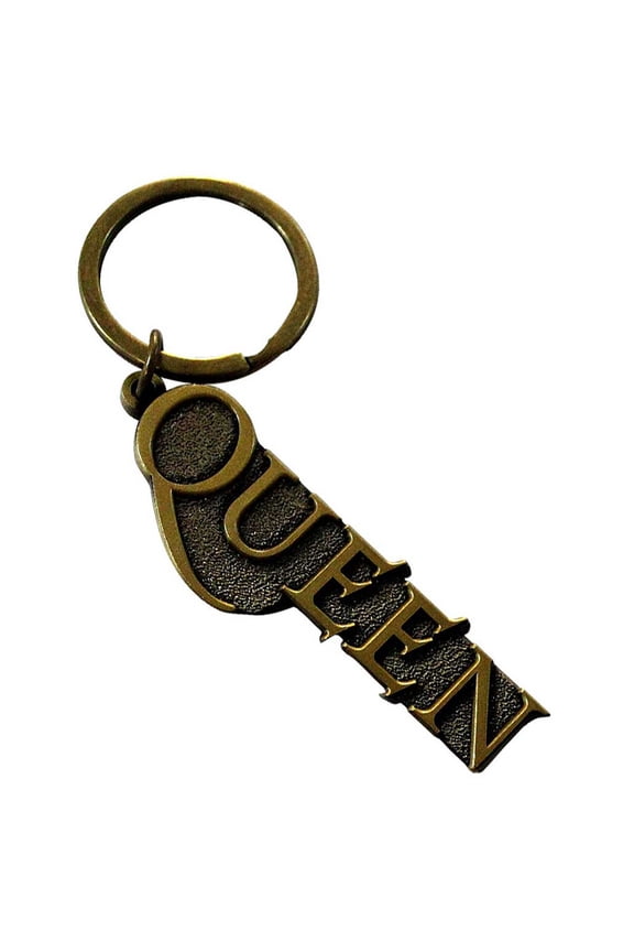 Queen Gold Band Logo Keyring Keychain