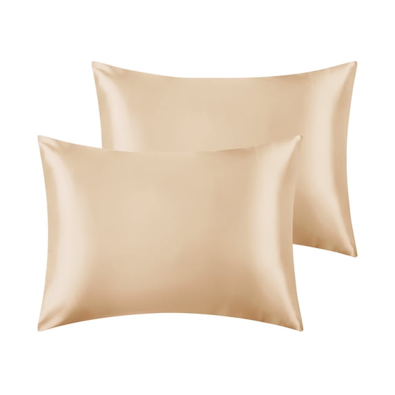 REGALWOVEN Set of 2 Satin Pillowcases for Hair and Skin with Envelope Closure Queen Gold
