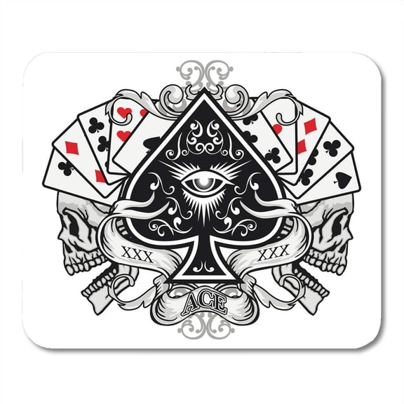 Queen Gothic of Arms Skull and Ace Spades Vintage King Pirate Zombie Mousepad Mouse Pad Mouse Mat 9x10 inch