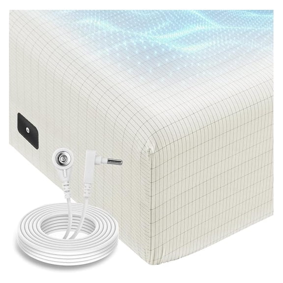 Queen Grounding Sheet 16 Inch Pockets, 90% Cotton Silver Fiber, Earthing Bed Sheet - 60x80 Inch Fitted, Deep Pocket for Mattress