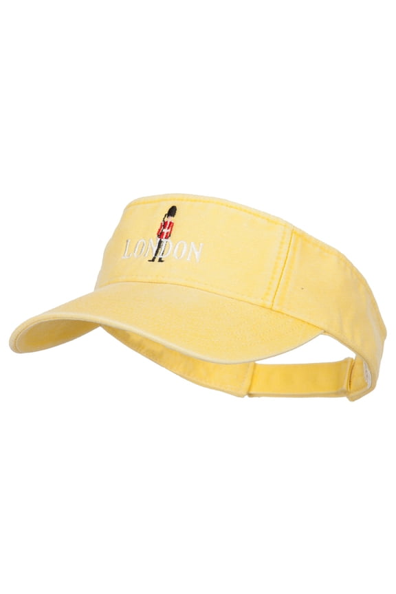 Queen Guard London Embroidered Pro Style Cotton Washed Visor - Lemon Yellow OSFM