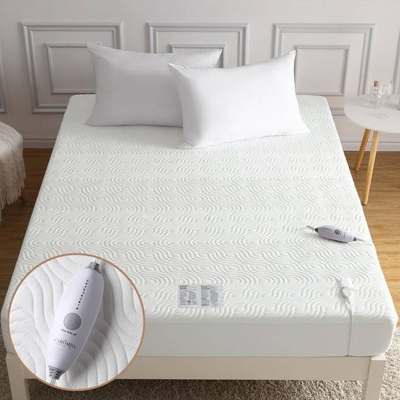 Queen Heated Mattress Pad Air Layer Electric Mattress Pad Cover with Dual Control 5 Heat Settings & 10 Hr Auto Off Breathable Heating Mattress Pad, White