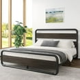 thumbnail image 1 of Queen Heavy Duty Round Metal Frame Platform Bed with Black Wood Panel Headboard, 1 of 2
