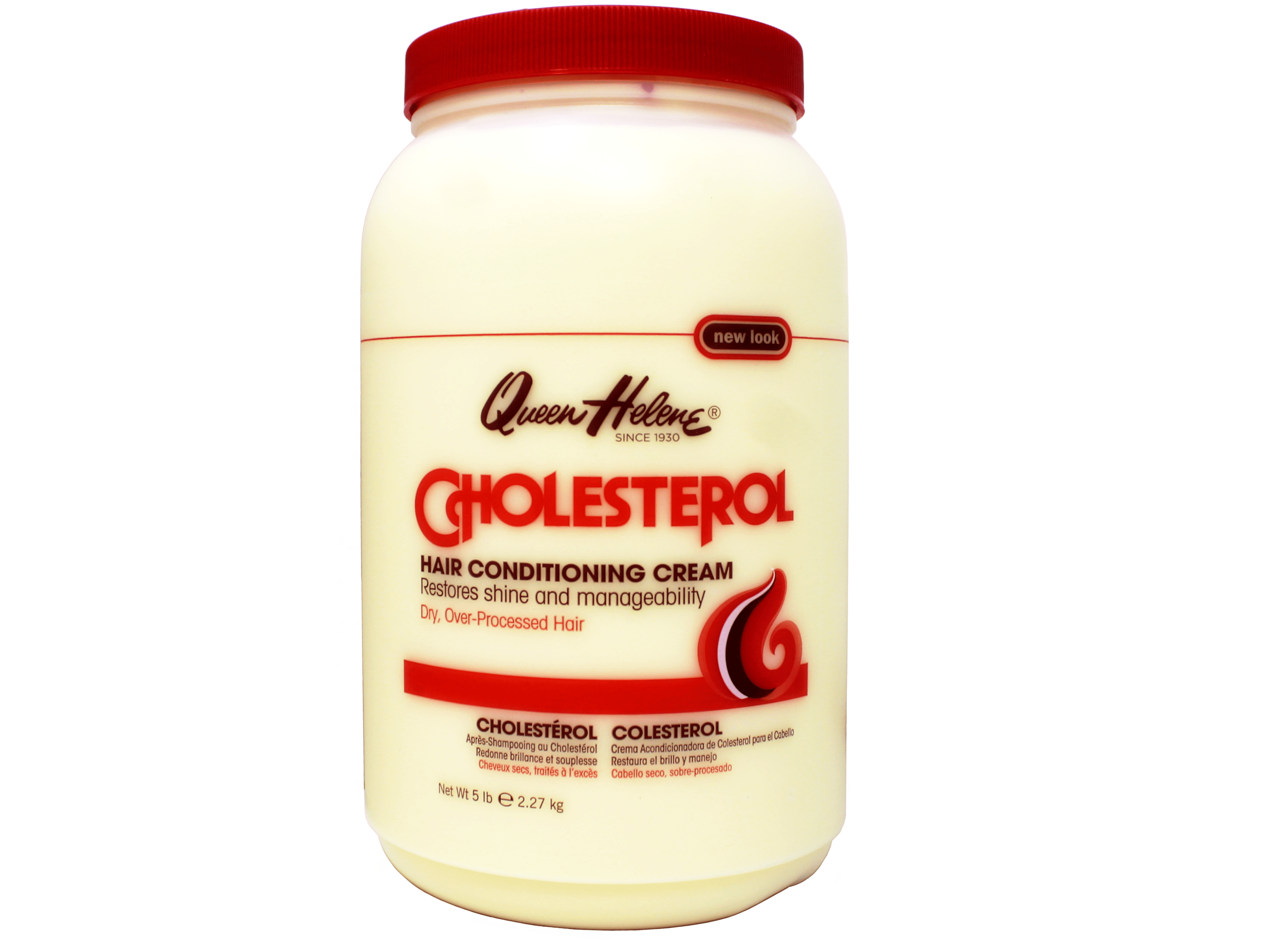 Queen Helene Cholesterol, Hair Conditioning Cream, Restores Shine and Manageability, for Dry, Over-Processed Hair, 5 Pounds (2.27 kg)