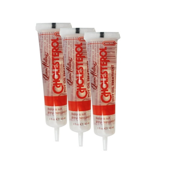 Queen Helene Cholesterol Hot Oil Treatment for Dry, Over-Processed Hair, Restores Soft, Shiny Manageability, 1 FL OZ Tube - 3 Pack