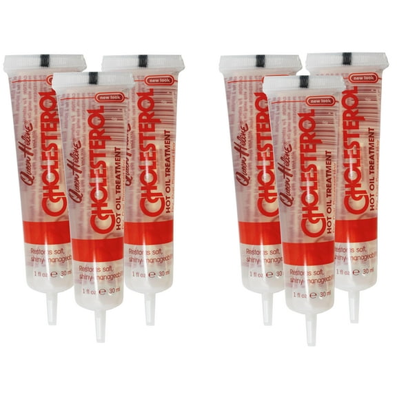 Queen Helene Cholesterol Hot Oil Treatment for Dry, Over-Processed Hair, Restores Soft, Shiny Manageability, 1 FL OZ Tube - 6 Pack