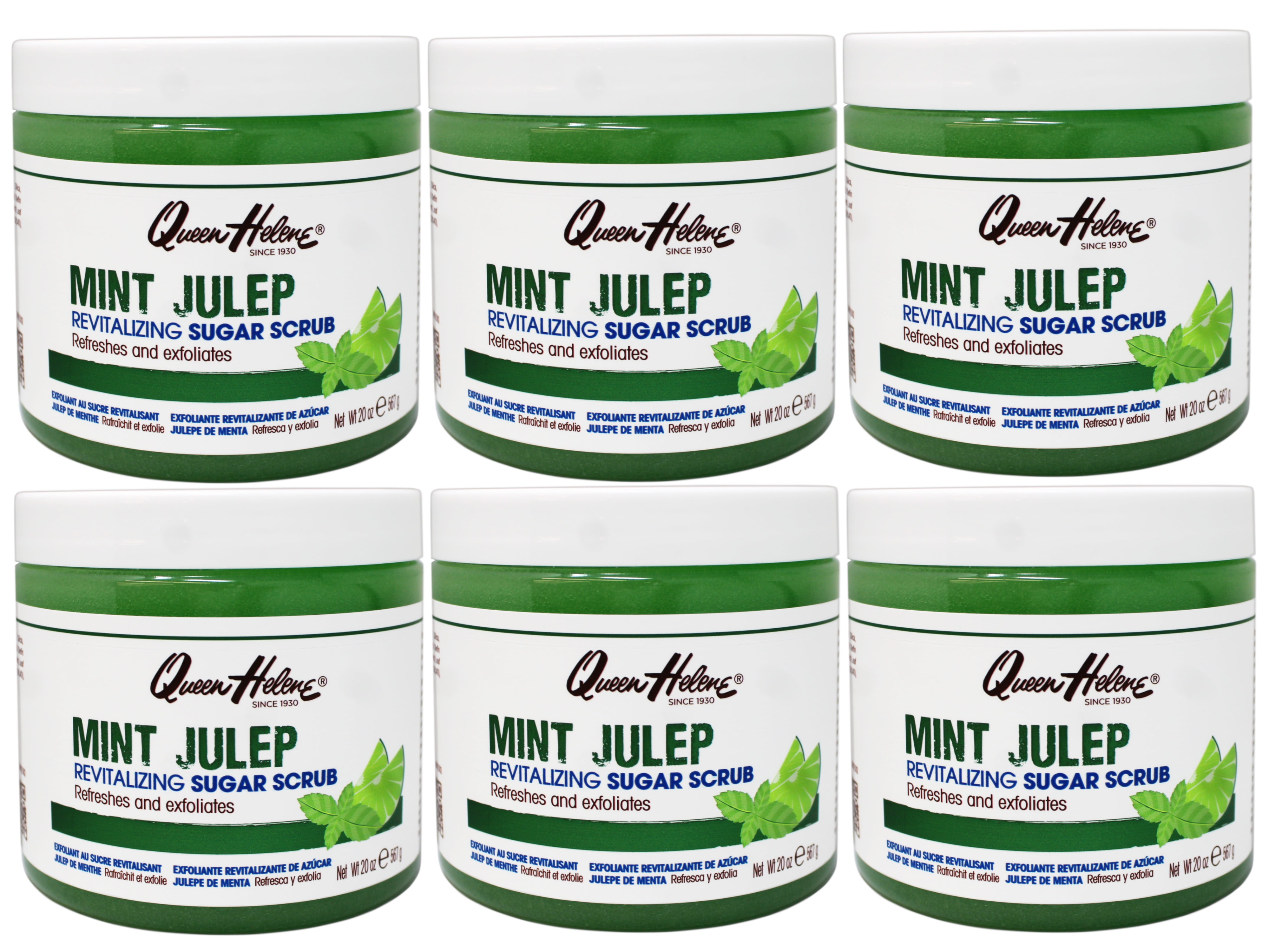Queen Helene Mint Julep Revitalizing Sugar Scrub, Refreshes and Exfoliates, 20 Ounce - 6 Pack