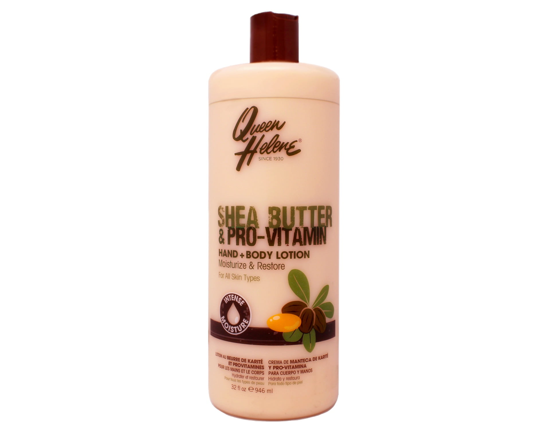 Queen Helene Shea Butter & Pro-Vitamin Hand + Body Lotion, Moisturize & Restore for All Skin Types, 32 FL OZ