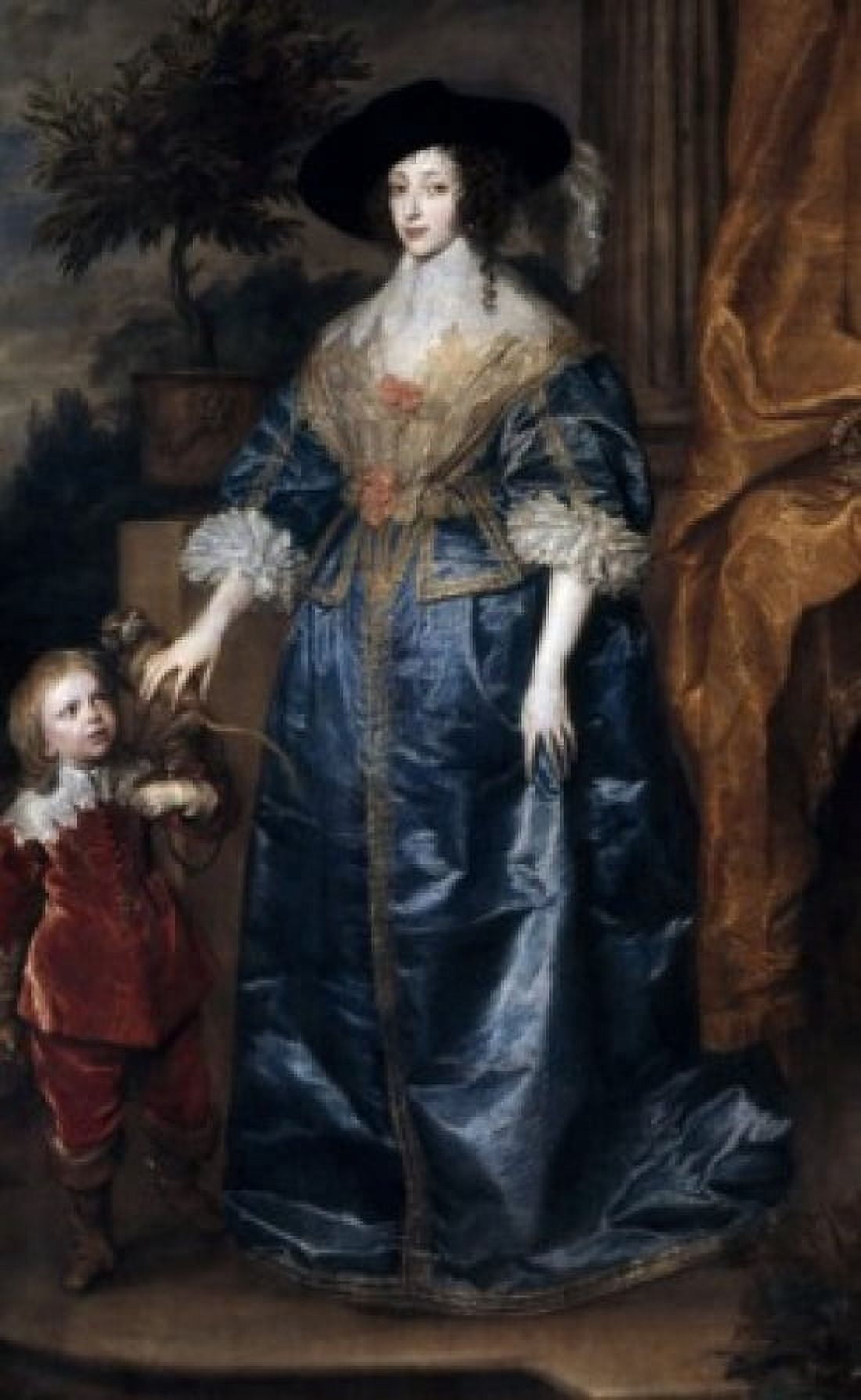 Queen Henrietta Maria and her Dwarf by Anthon van Dyck circa 1633 (1599-1641) USA Washington DC National Gallery of Art Canvas Art - Anthony van Dyck (24 x 36)
