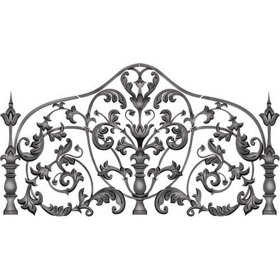 Queen Iron Headboard Wall Stencil SKU #2590 by Designer Stencils
