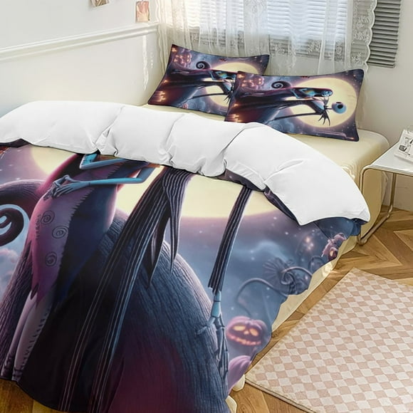 Queen King The Nightmare Before Christmas Comforter Set Soft 3 Pcs Queen Bedding Sets Thicken for All Season, 1 Comforter 90"x90", 2 Pillow Shams 20"x30"