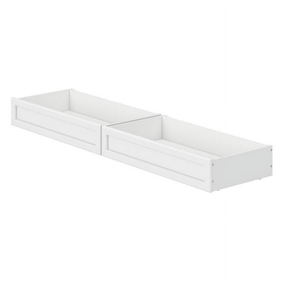Queen-King-Twin XL Wood Mid-Century Modern Under Bed Storage Drawers in White