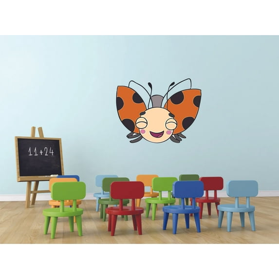Queen Ladybug Adorable Cartoon Character Wall Art Decal Vinyl Sticker Girls Boy Room Bedroom Nursery Kindergarten House Home Wall Decor Removable Peel and Stick Durable Quality Sticker 10x8 inch