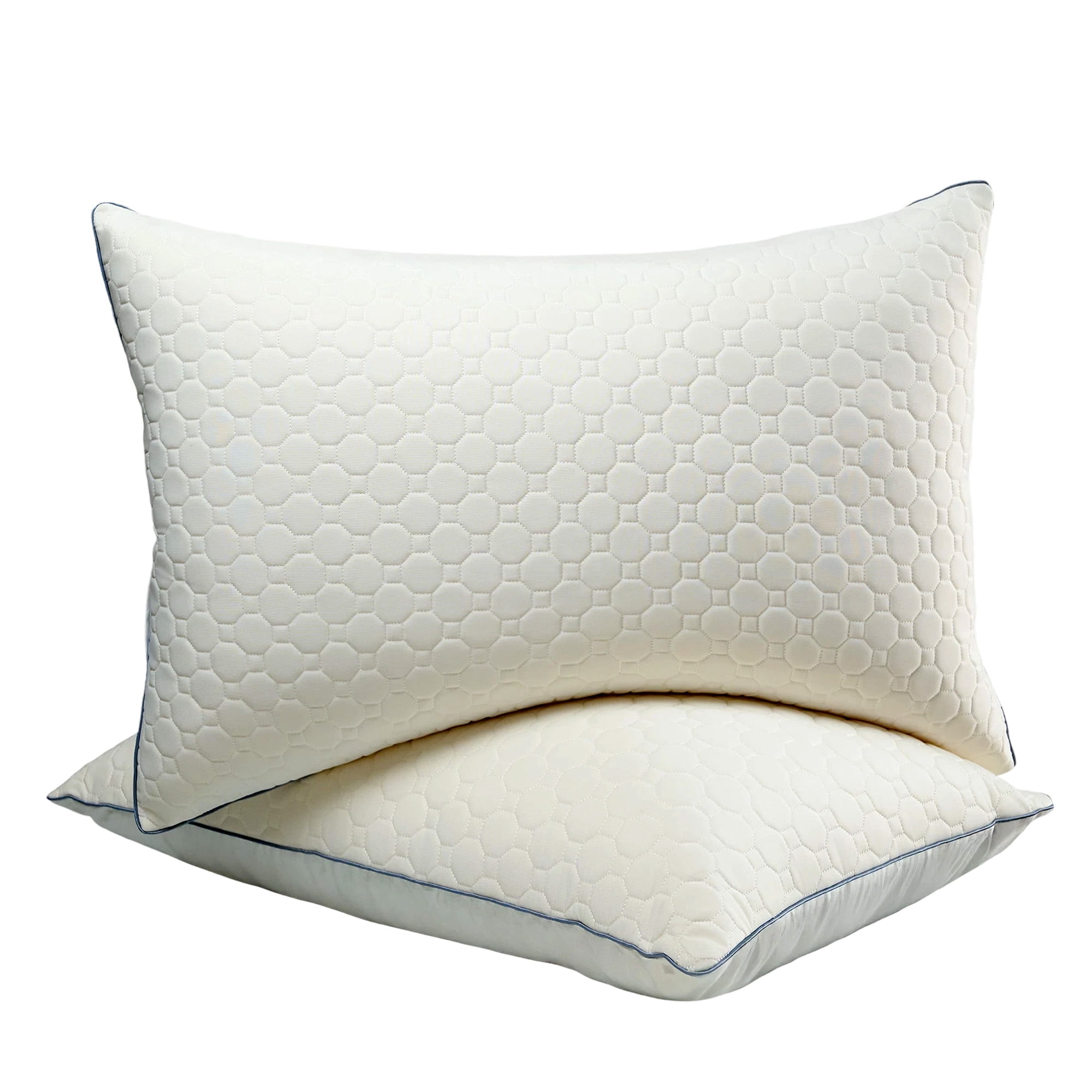 Queen Latex Layer Bed Pillows Set of 2 for Side, Back, and Stomach Sleepers, 20" x 30", White