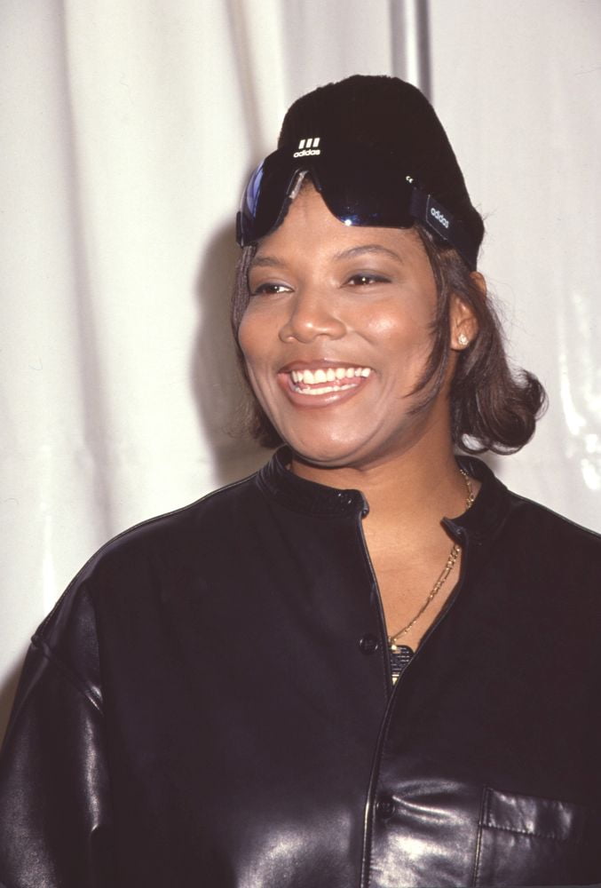 Queen Latifah In Black Leather Jacket With Adidas Sunglasses On 