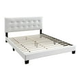 thumbnail image 1 of Queen Leatherette Bed with Checkered Tufted Headboard White- Saltoro Sherpi, 1 of 6
