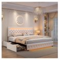 Queen Led Bed Frame with 4 Storage Drawers, with Smart Control RGBW LED