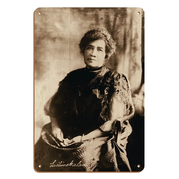 Queen Lili'uokalani (Liliuokalani) - Beloved Queen of Hawaii (1838-1917) - Vintage B&W Historical Photograph c.1890s - 8 x 12 inch Vintage Wood Art Sign