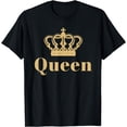 thumbnail image 1 of Queen Matching Couple T-Shirt, Gold Crown and Font, 1 of 3
