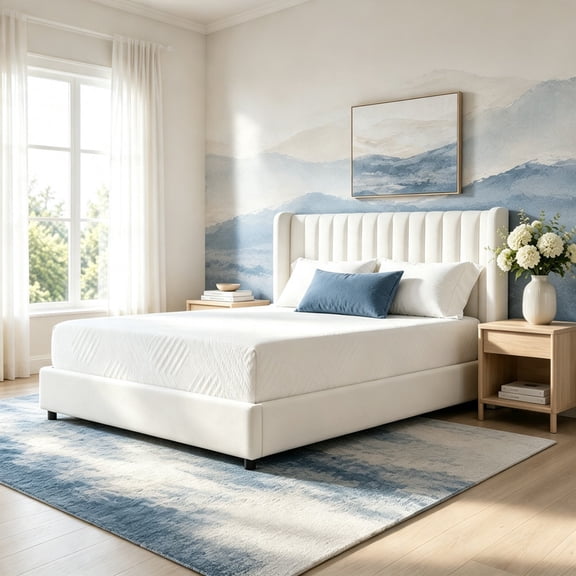 Queen Mattress 10 Inch Bamboo Mattress in a box, Gel Memory Foam Mattress Support and Pressure Relief, Medium Firmness, Made in USA,White