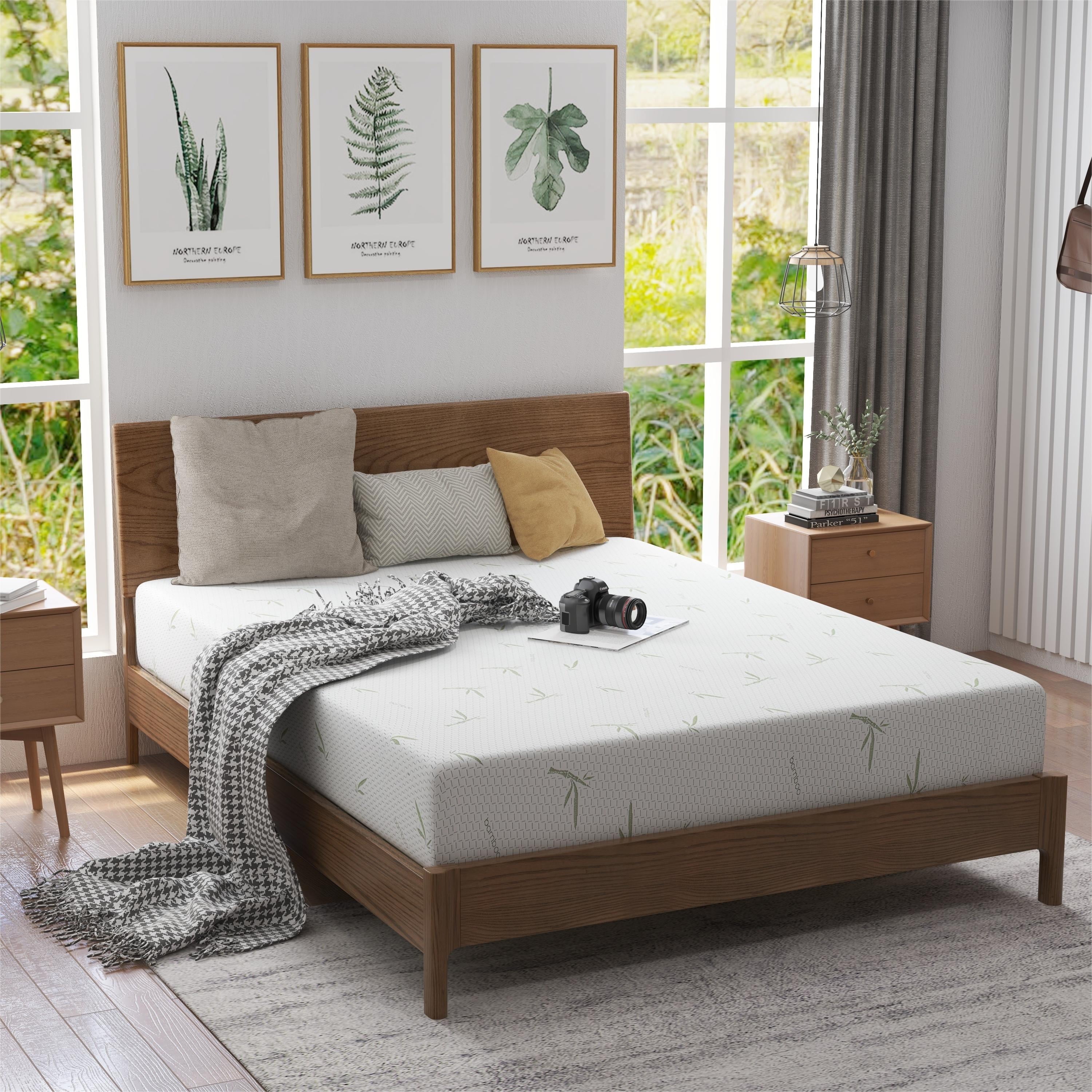 10 Inch Bamboo Gel Memory Foam Queen Mattress, Medium Firm