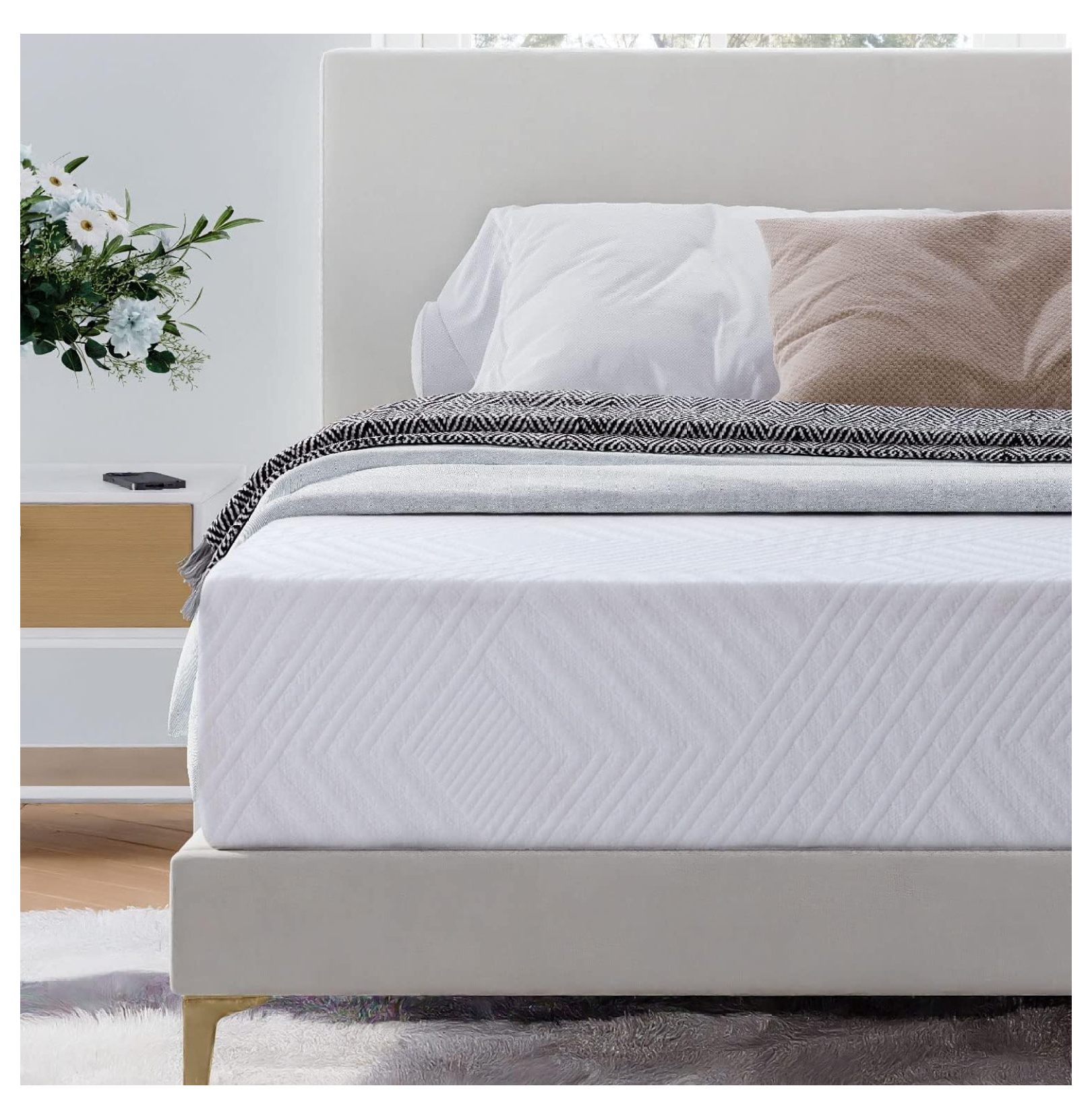 Queen Mattress 10 Inch Green Tea Memory Foam Queen Mattress in a Box