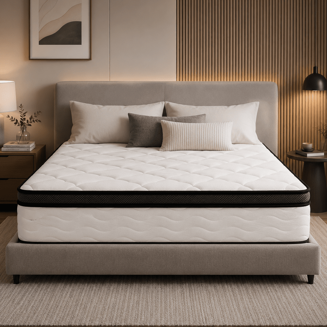 Queen Mattress, 10 Inch Hybrid Mattress in a Box, Gel Memory Foam Mattress, Individually Wrapped Pocket Coils Innerspring Mattress, Support & Pressure Relief, Medium Firm Feel, 60"*80"