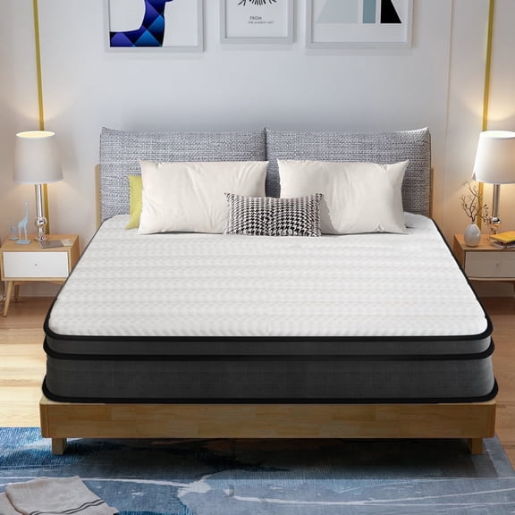 Queen Mattress, 10 Inch Hybrid Memory Foam Mattress in a Box with Individual Pocket Spring for Motion Isolation & Silent Sleep, CertiPUR-US, 100 Nights Trial