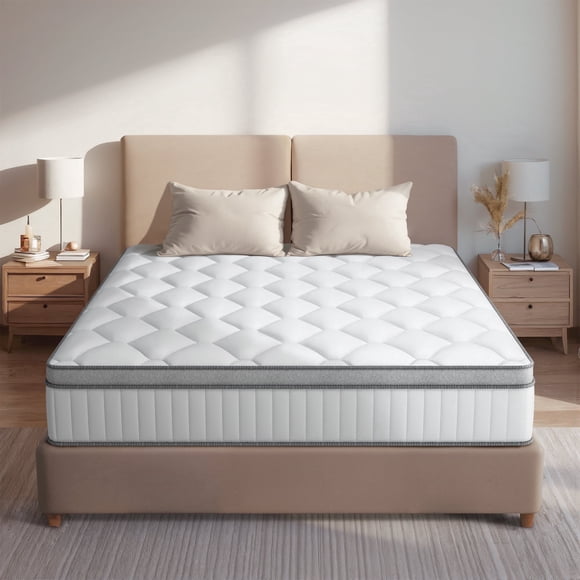 POSMOND 10 inch Queen Mattress, Medium Hybrid Mattress in a Box, Memory Foam & Bamboo Charcoal Cotton,Individual Pocket Springs & Low Motion Transfer