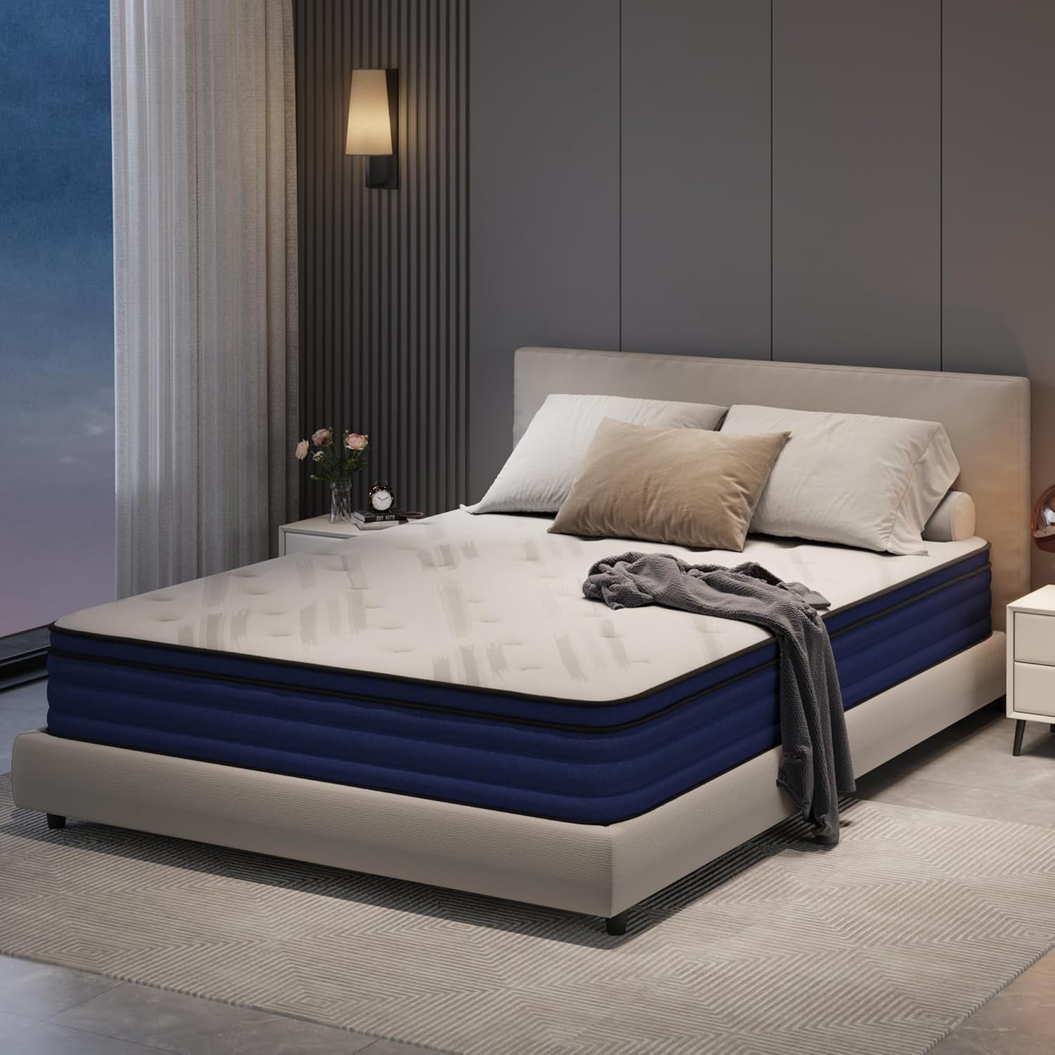 Queen Mattress,10 Inch Queen Size Mattresses Memory Foam Hybrid Mattress in a Box,with Individual Pocket Springs,Motion Isolation & Edge Support,Pressure Relief,CertiPUR-US and 100 Nights Trail