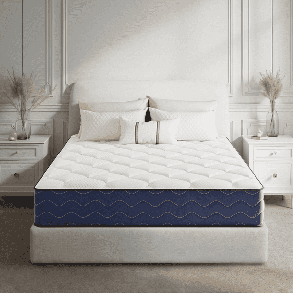 POSMOND Queen Mattress, 10 inch Cooling Memory Foam Mattress, Hybrid Firm Mattress in a Box, Pocket Spring, Pressure Relief, CertiPUR-US Certified