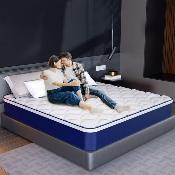 Queen Mattress - 10 inches Gel Memory Foam Hybrid in a Box, Queen Size with Pocket Springs, Medium Firm, Pressure Relief & Motion Isolation, 100 Nights Trial, 60 * 80 Inch