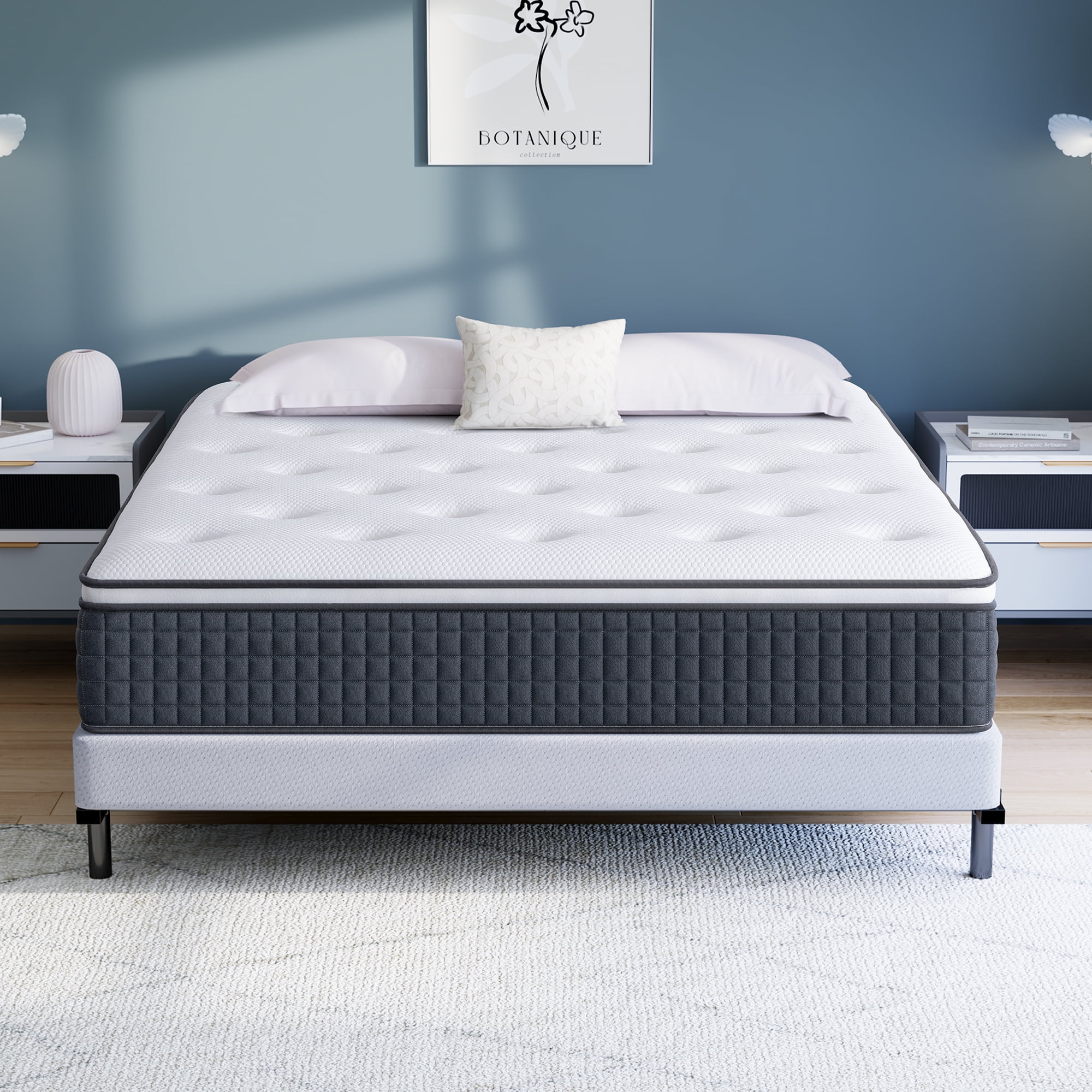Queen Mattress, Telino 12" Queen Size Hybrid Mattress, Memory Foam Innersprings Mattress, Medium Firm