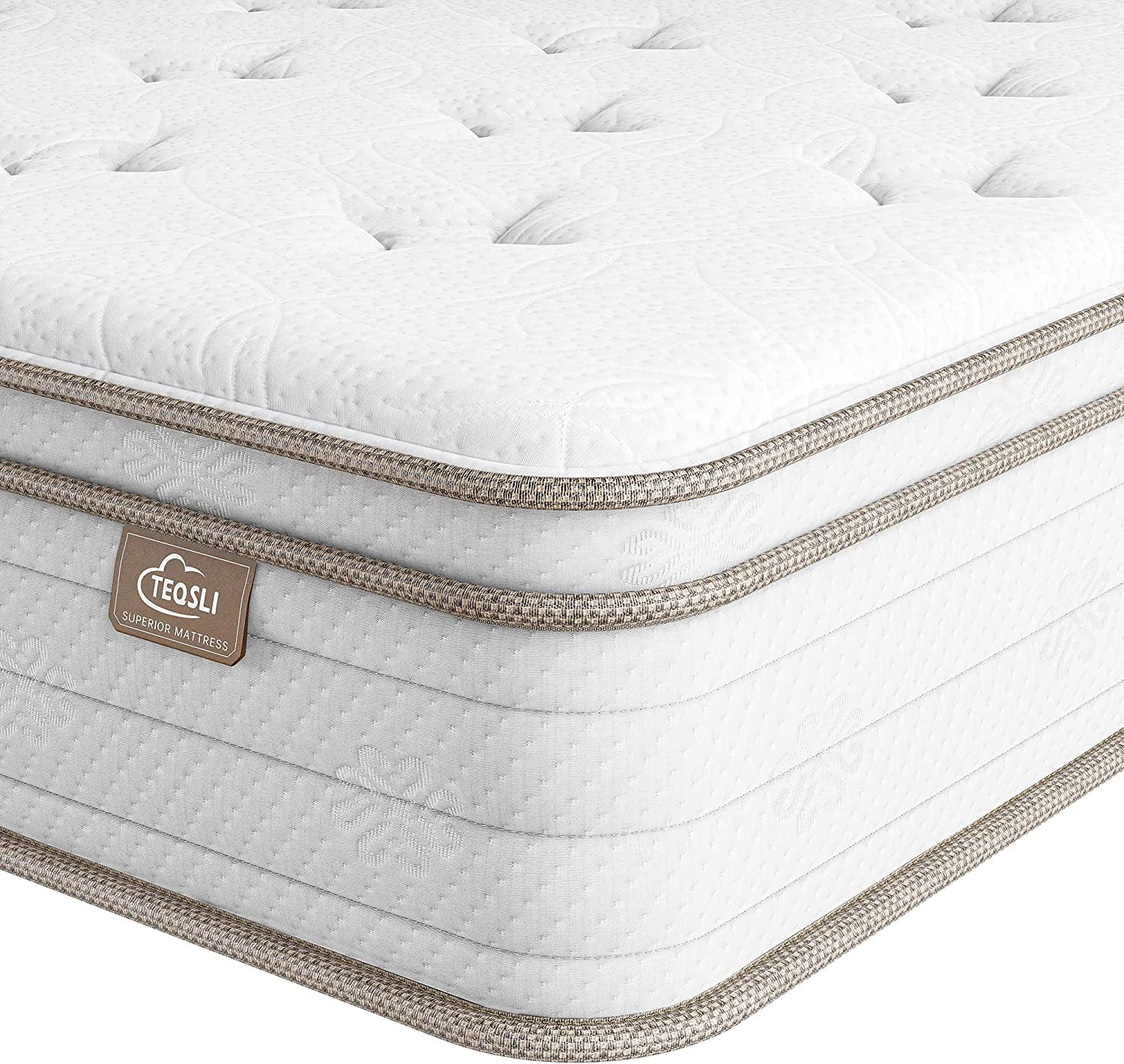 Queen Mattress 12 Inch Cool Eggshell Memory Foam and 7 Zone Pocket
