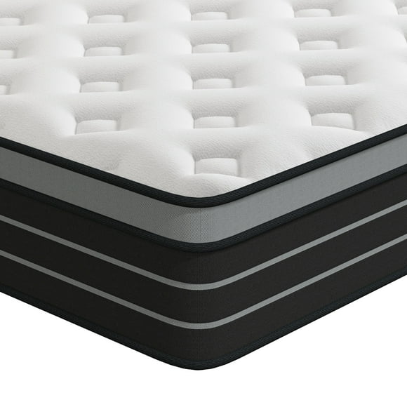 Queen Mattress, 12 Inch Hybrid Innerspring Mattress for Pressure Relief, Motion Isolation, Medium Firm, CertiPUR-US Certified
