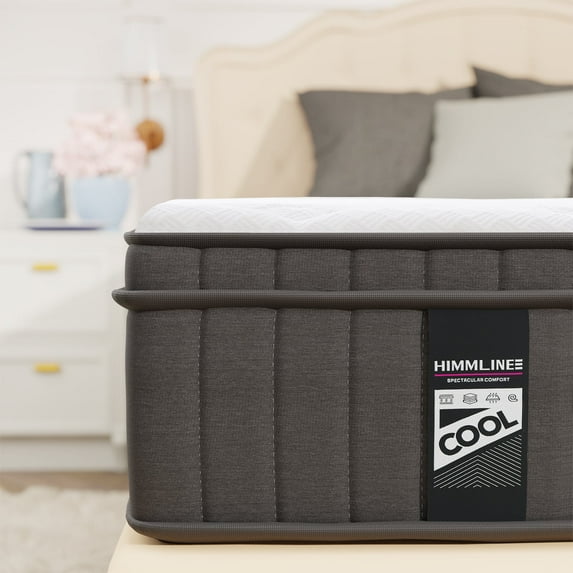 Queen Mattress, 12 Inch Hybrid Mattress, Gel Memory Foam & Pocket Spring Queen Bed Mattress in a Box, Medium Feel, Cooler Sleep & Pressure Relief, 80"*60", White&Gray