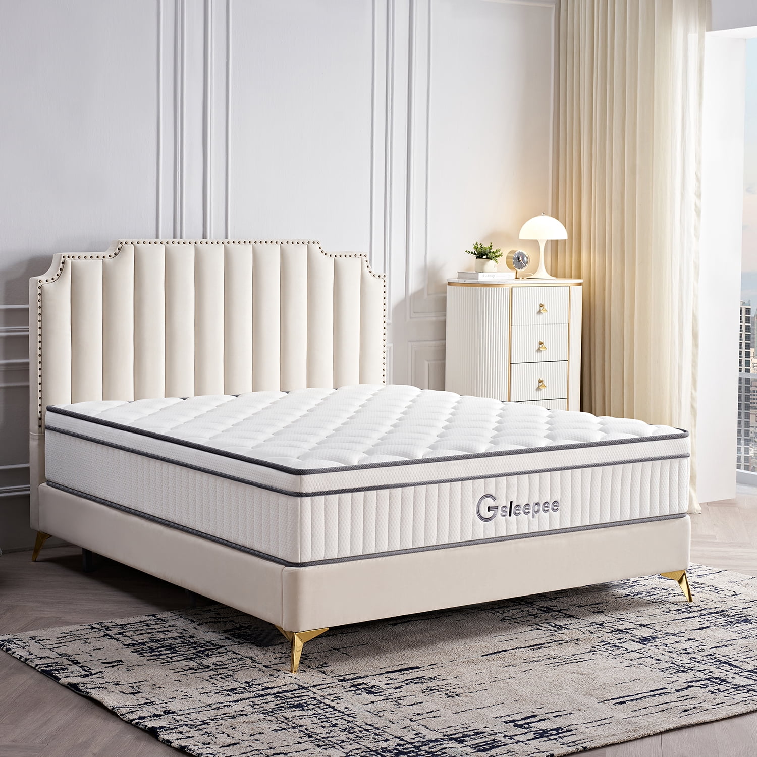 Mattress queen 12 inch , Queen Size Mattresses in a Box with Hybrid Medium Memory Foam and Box Spring