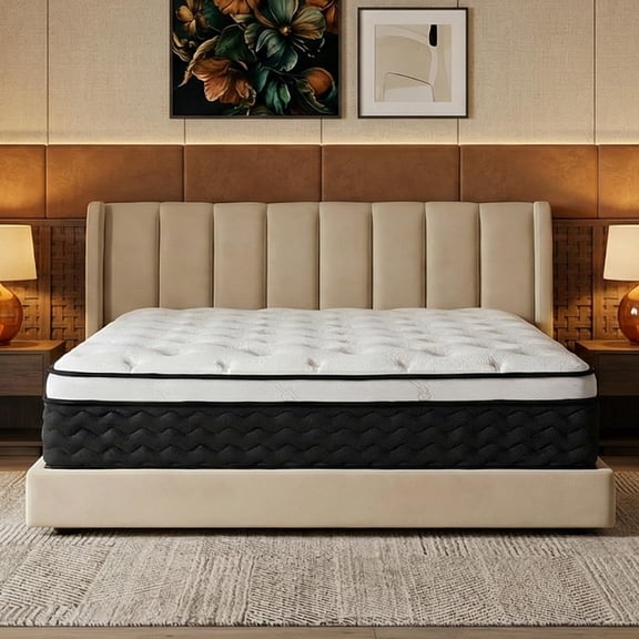 Queen Mattress 12 Inch,Medium Firm Hybrid Queen Size Mattress in a Box, Memory Foam with Individual Pocket Springs, Upgrade Zoned Support, Motion Isolation&Pressure Relief, CertiPUR-US