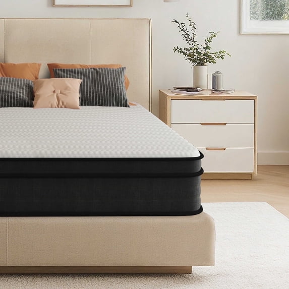 Queen Mattress, 12 Inch Memory Foam Hybrid Mattress in a Box, Individual Pocket Spring Mattress for Pressure Relief, Motion Isolation, Silent Sleep, Breathable, CertiPUR-US