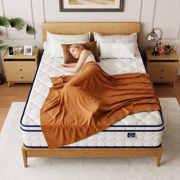 Queen Mattress, 12 Inch Memory Foam Hybrid Mattress with Individual Pocket Spring, Motion Isolation, Upgrade Zoned Support, Strengthen Edge Support, Medium Firm, Pressure Relief, CertiPUR-US