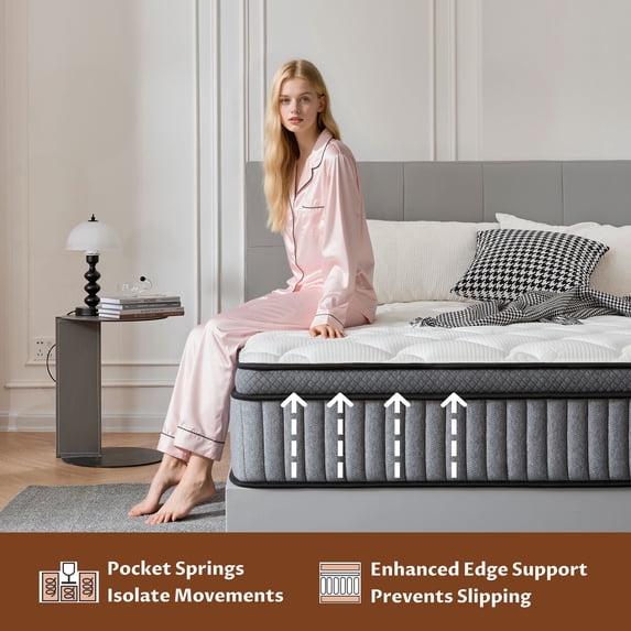 Queen Mattress, 12 Inch Queen Size Hybrid Mattresses with Memory Foam and Individual Pocket Spring for Motion Isolation, Pressure Relief, Medium Firm Mattress in a Box, 60 * 80 * 12