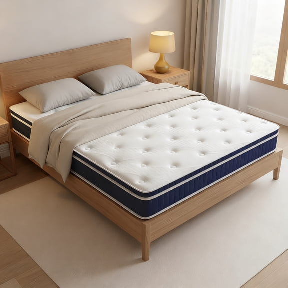 Queen Mattress, 12 Inch Queen Size Mattress in a Box, Medium Firm Support, Insulated and Breathable, High Elasticity, Moderate Softness, Improves Sleep, Spring Mattress, 80"L x 60"W, White