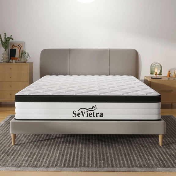 SeVietra Queen Mattress 12 inch, Adult Hybrid Mattresses in a Box, Pocket Springs, Medium Firm and Breathable Comfort