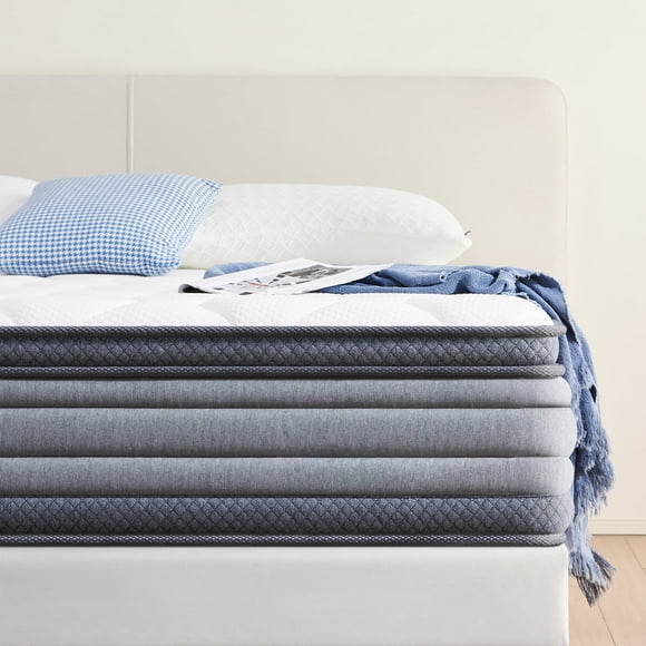 Queen Mattress JIAVA 12" Queen Innerspring Mattress Hybrid Pocket Spring Bed in a Box
