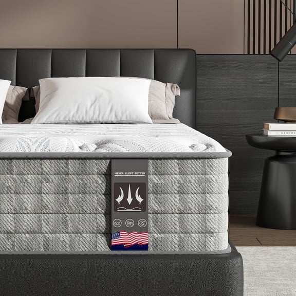 Queen Mattress 12 inch Colchones Memory Foam Queen Size Mattress in a Box Hybrid Medium Firm/Fireproof Grade III Anti Pilling/Extra Lumbar Support/Pressure Relief/Certi PUR-US