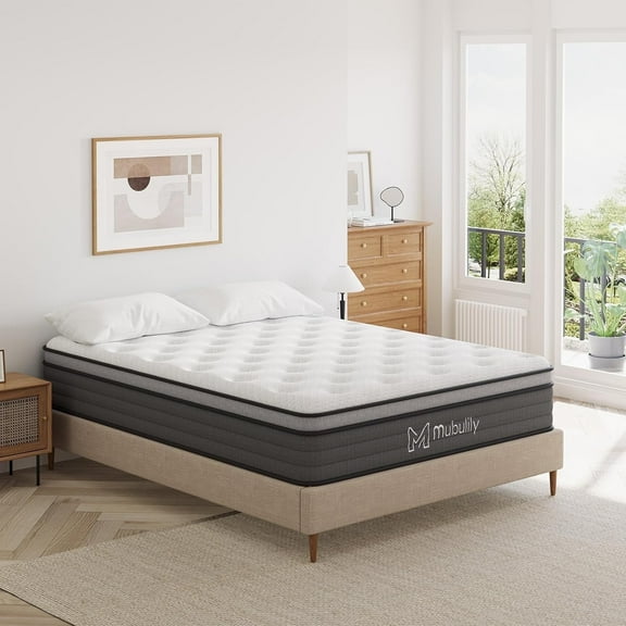 Mubulily Queen Mattress, 12 inch Memory Foam Mattress, Hybrid Mattress in a Box, Medium Firm