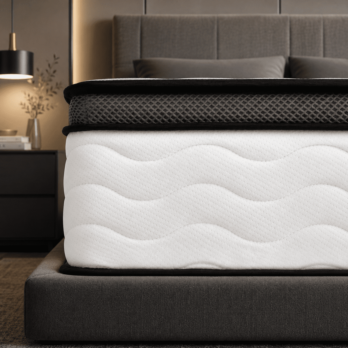Queen Mattress, 12 Inch Memory Foam Mattress in a Box, Zoned Pressure Relief, Individually Wrapped Pocket Coils Innerspring Mattress, Support & Pressure Relief, Medium Firm Feel, White