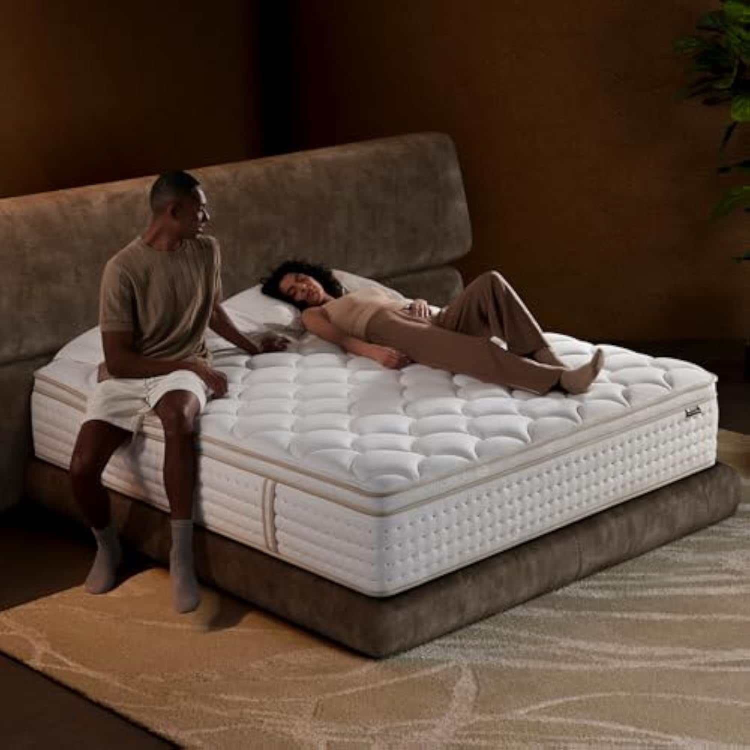 View of Queen Mattress 14 Inch – Medium Firm Hybrid with Memory Foam for ...