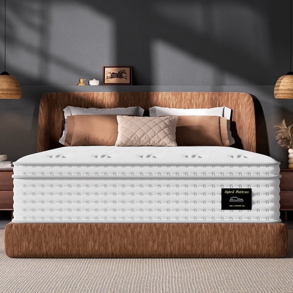 Queen Mattress, 14" Medium Firm Gel Memory Foam, Pocket Coils for Pressure Relief & Edge Support, 365 Night Trial